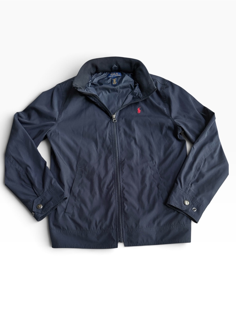 Boy’s Polo by Ralph Lauren Navy Windbreaker Jacket w/Red PoloPony, Sz L (14/16)
